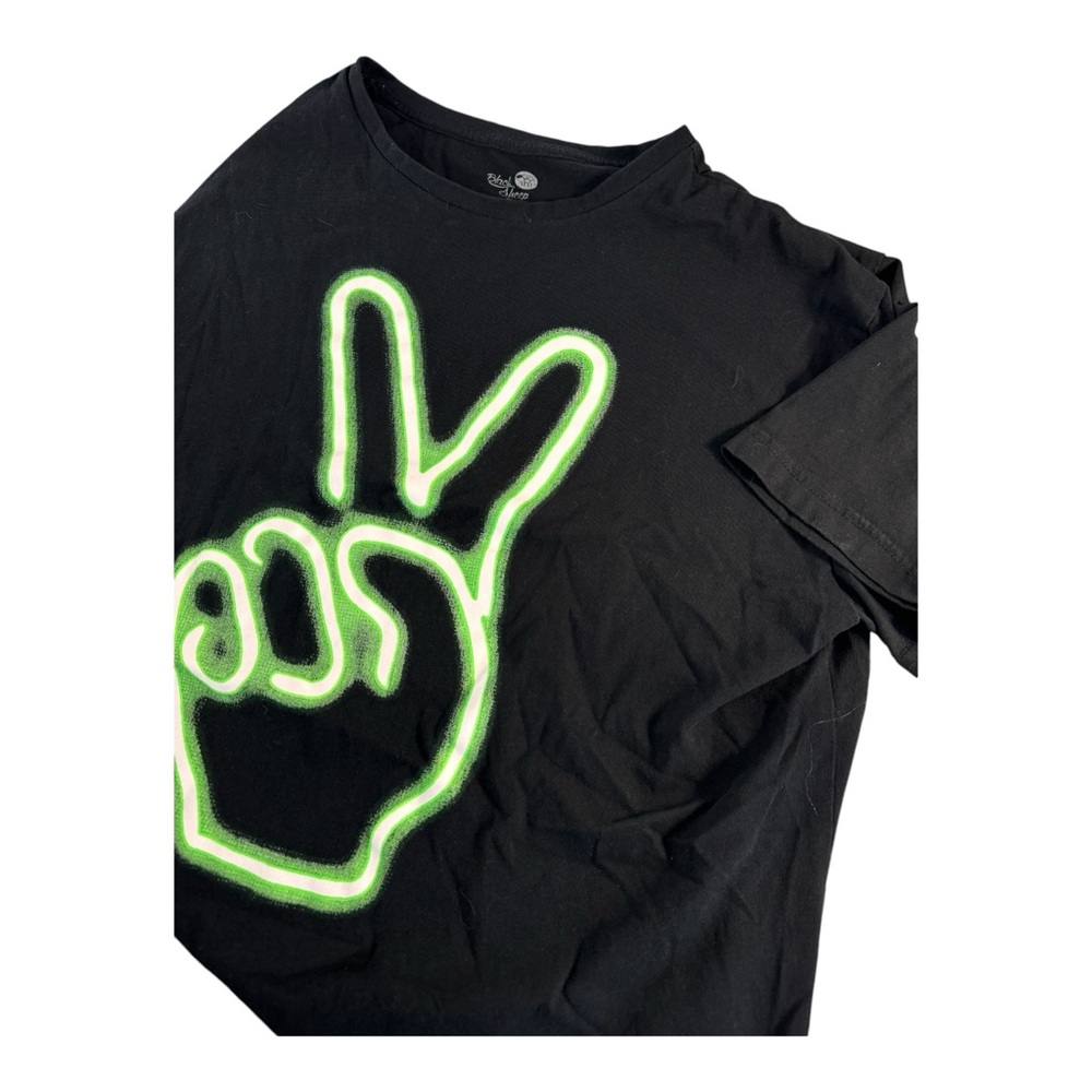 Black Sheep Men's  Black NeonPeace Sign T Shirt XL Streetwear Skater Boy Grunge
